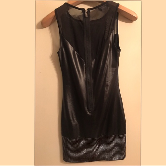 Bebe Faux Leather Mini Dress with Studded Hem - Picture 4 of 7